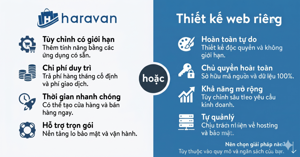 Thiết Kế web riêng vs Haravan