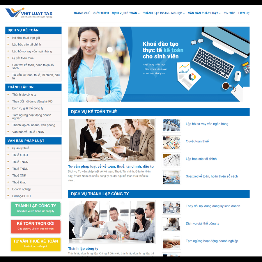 Mẫu Web Kế Toán Dịch Vụ